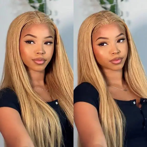 Perismoda#27 Honey Blonde Colored Human Hair 13x4 Lace Front Wigs